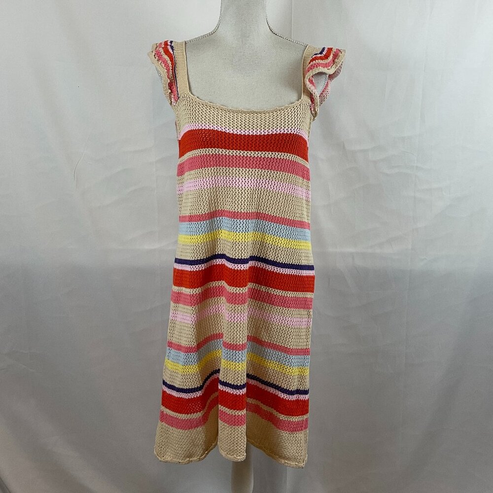Rails Semi-Open Weave June Tan Multi-Stripe Dress… - image 1